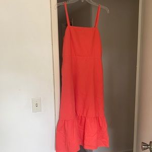 Coral linen/cotton, lined Gap midi dress size 6